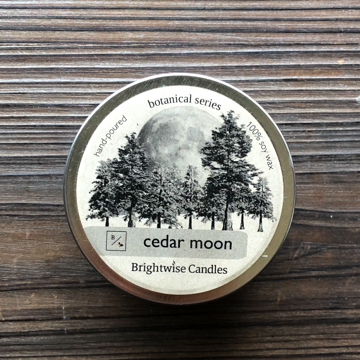 Cedar Moon Scented Soy Wax Candle Tin - Brightwise Candles