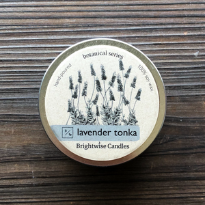 Lavender Tonka Scented Soy Wax Candle Tin - Brightwise Candles