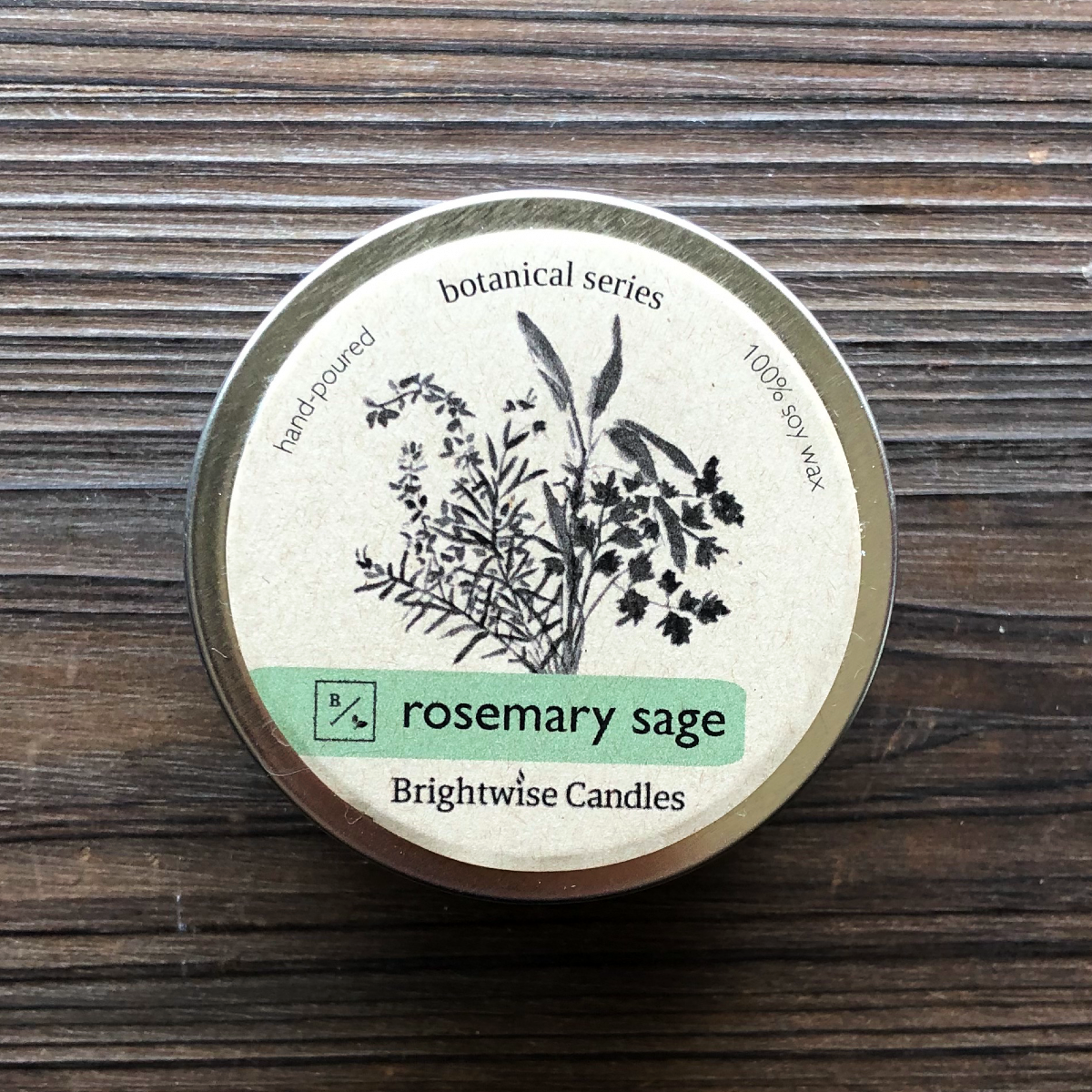 Rosemary Sage Scented Soy Wax Candle Tin - Brightwise Candles