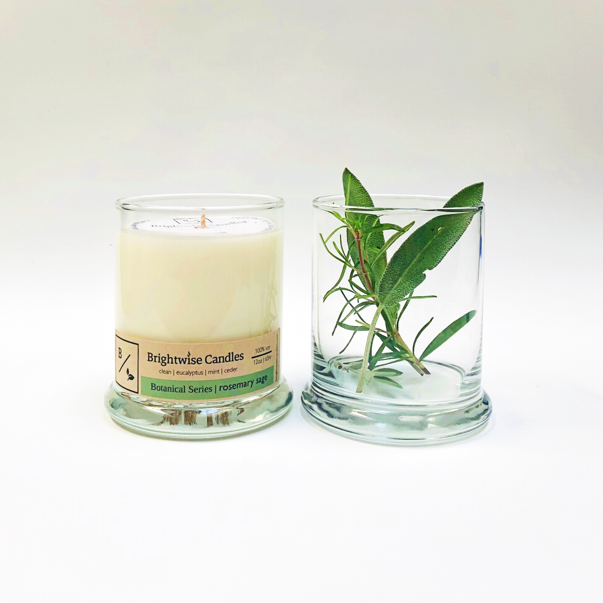 Rosemary Sage Scented Soy Wax Candle - Brightwise Candles