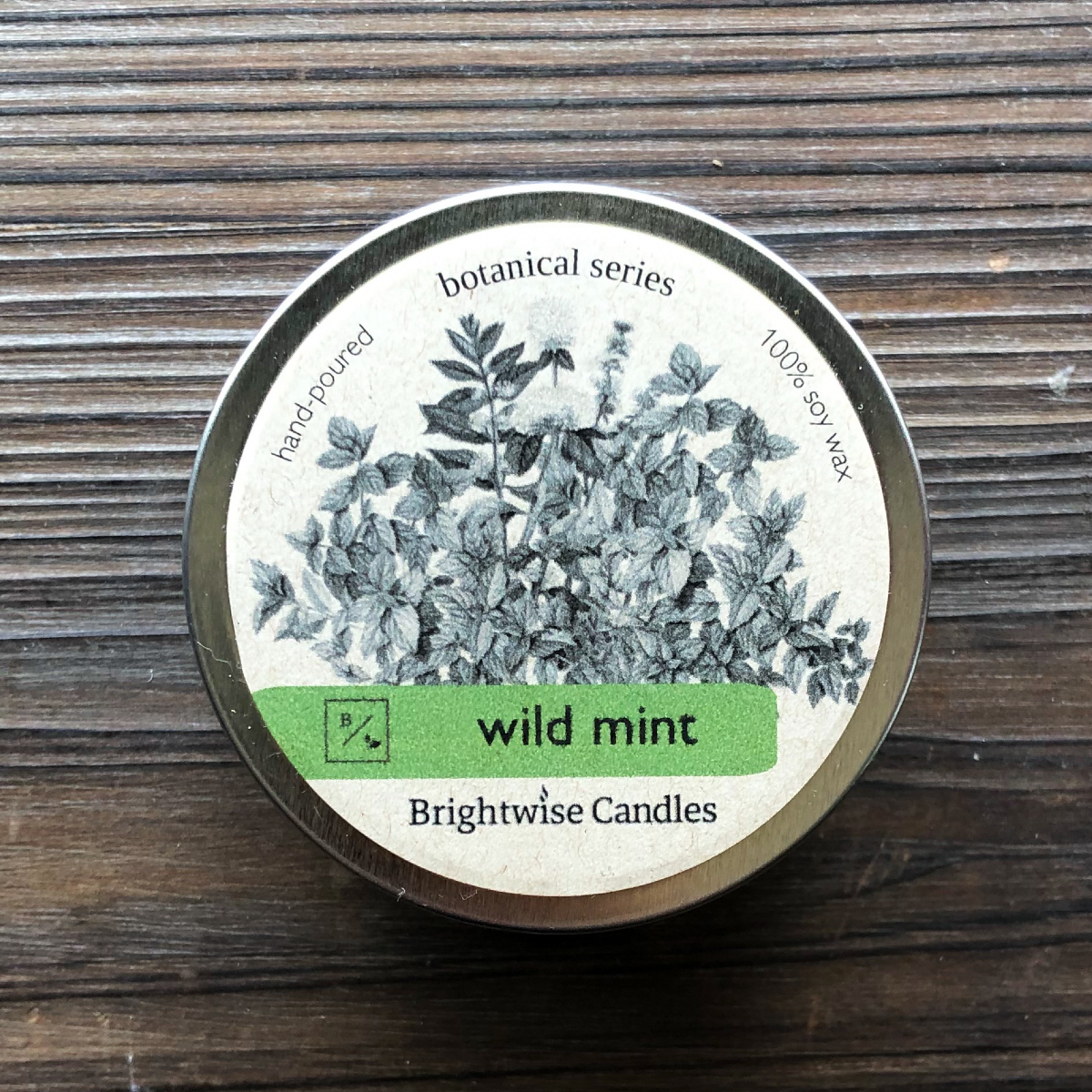 Wild Mint Scented Soy Wax Candle Tin - Brightwise Candles
